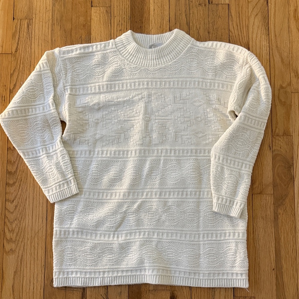 Basic Editions vintage unisex Men's Womens Cream white Crewneck Sweater medium